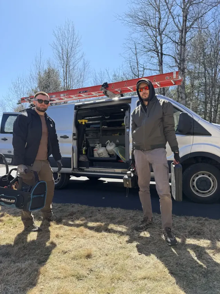 Astello LLC HVAC technicians with a service van and tools in the Capital District, NY.