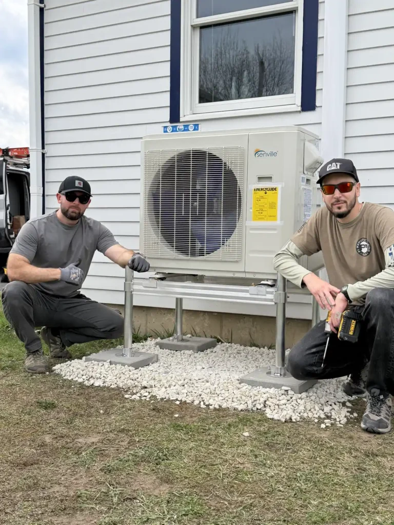 Astello LLC multi-zone mini-split heat pump condenser installed in Albany, NY.