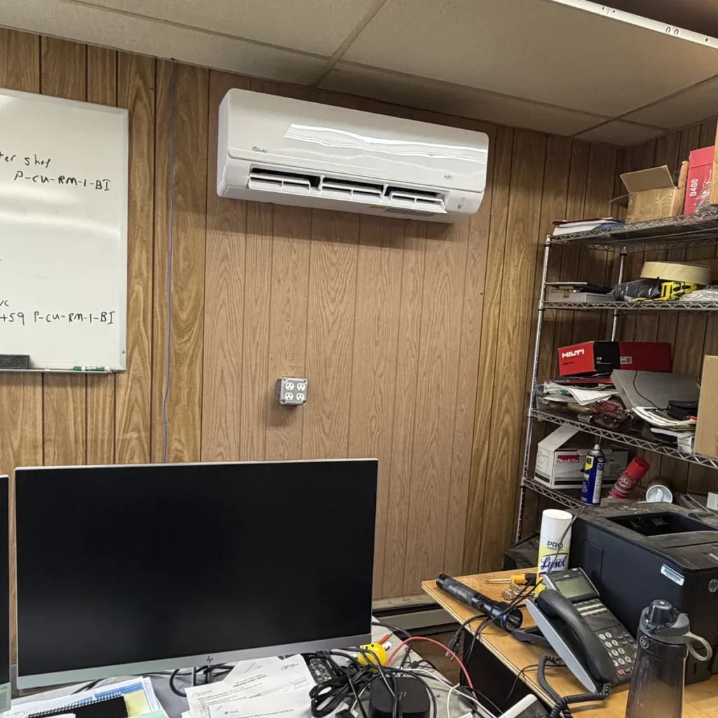 An indoor ductless mini-split unit installed at the NYS Canal Corporation